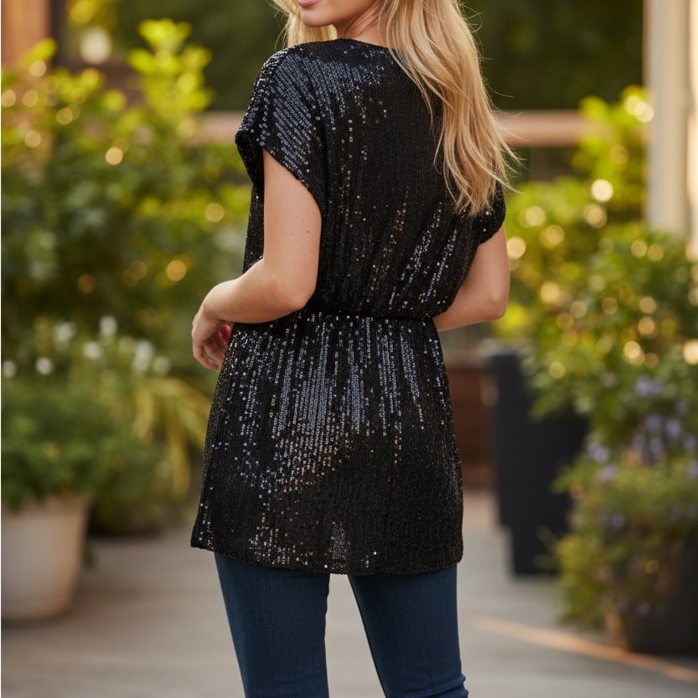 🔥Dynamite Black Sequin Tunic Top tunic cocktail party club